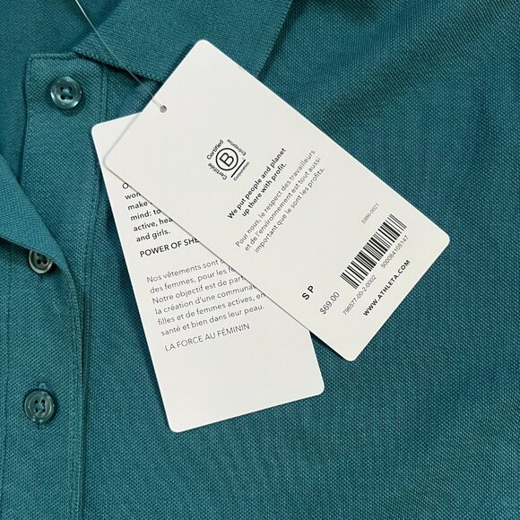 Athleta Pique Short Sleeve Polo New with tags Teal Size Small - Picture 2 of 5
